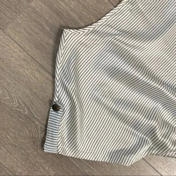 Mink Pink Stripes Satin Mini Dress Short Sleeve Black White Nautical Size Small - Picture 14 of 16